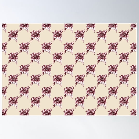 Yvette – Maroon On Cream Poster Wall Art, Modern Wall Decor For Living Room Bedroom, 24x36 UNFRAMED