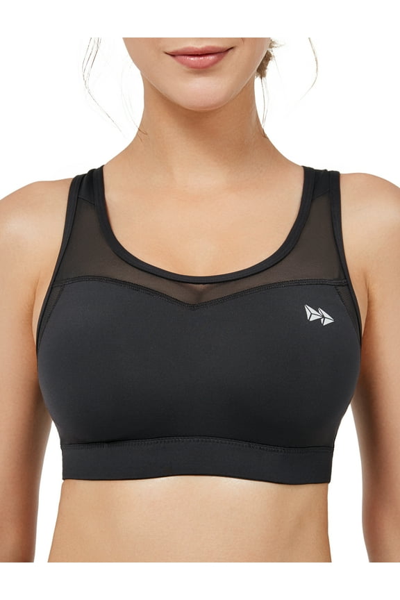Women High Impact Sports Bras Plus Size Racerback Workout Bra for Large Bust Running Fitness,Black,Large Plus