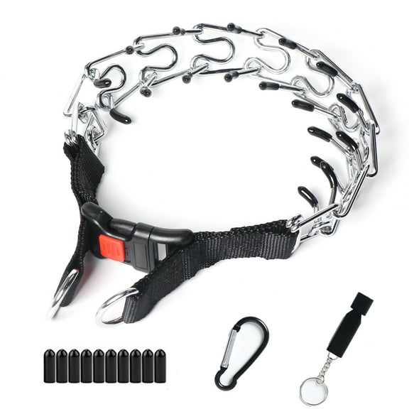 Yvnicll No Pull Dog Collar, Adjustable Dog Choke Pinch Training Collar with Comfort Rubber Tips and Quick Release Snap Buckle for Small Medium Large Dogs(S)