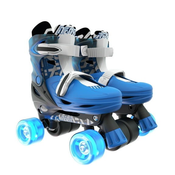 Yvolution Neon 2N1 Quad and Inline Skates Combo Girls and Boys, Kids Skates, Size 12-2, Blue