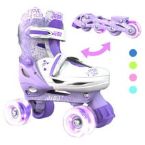 Yvolution Combo Kids Inline Skates and Quad - Girls, Size 3-6 Adjustable, One Pair, Purple