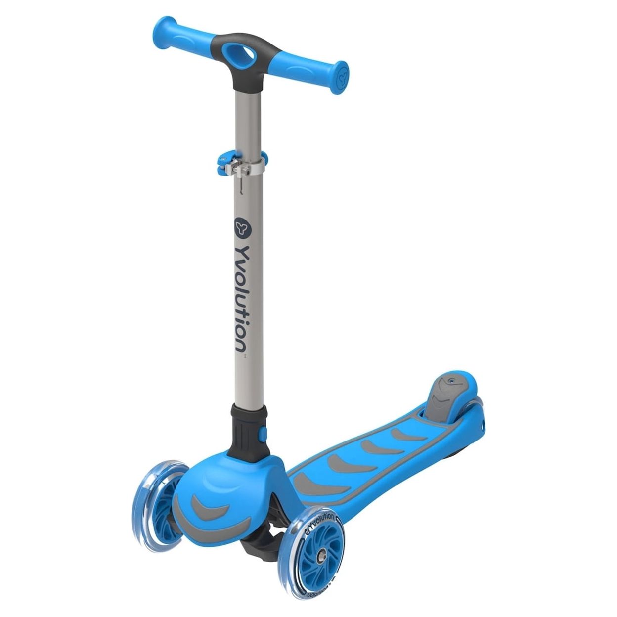 Yvolution Glider Kick and Roll 3Wheel Scooter with LED Wheels Blue