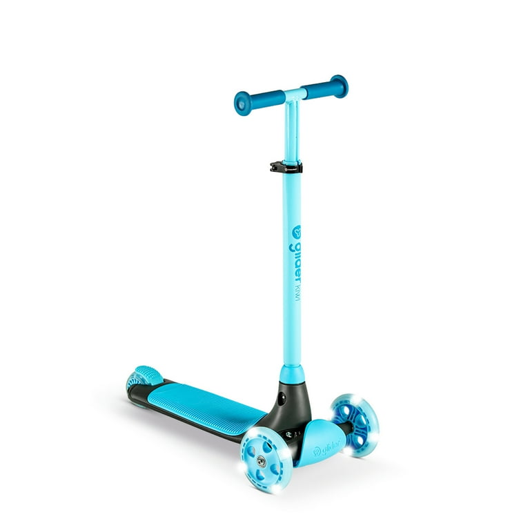 Yvolution Glider Kiwi Blue 3-Wheel Kids Scooter, Ages 3-8, Light