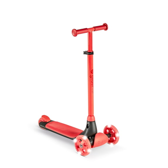 Yvolution Glider Kiwi Red, 3-Wheeled Toddler Scooter, Unisex, Ages 3-8 Years, Light-up Wheels