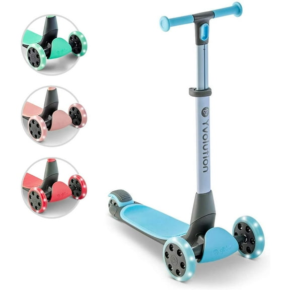 Yvolution Glider Nua 3-Wheel Kids Scooter with Light-up Wheels Height Adjustable for Boys or Girls Ages 3+