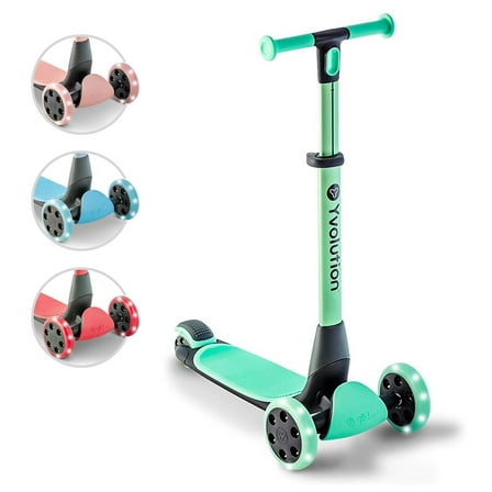 Yvolution Glider Nua Green3-Wheel Kids Scooter Light-Up Wheels Adjustable for Boys or Girls Age 3+
