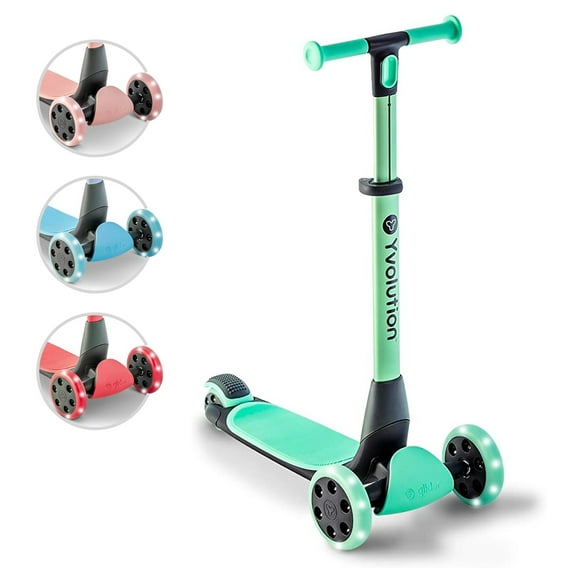 Yvolution Glider Nua Green3-Wheel Kids Scooter Light-Up Wheels Adjustable for Boys or Girls Age 3+