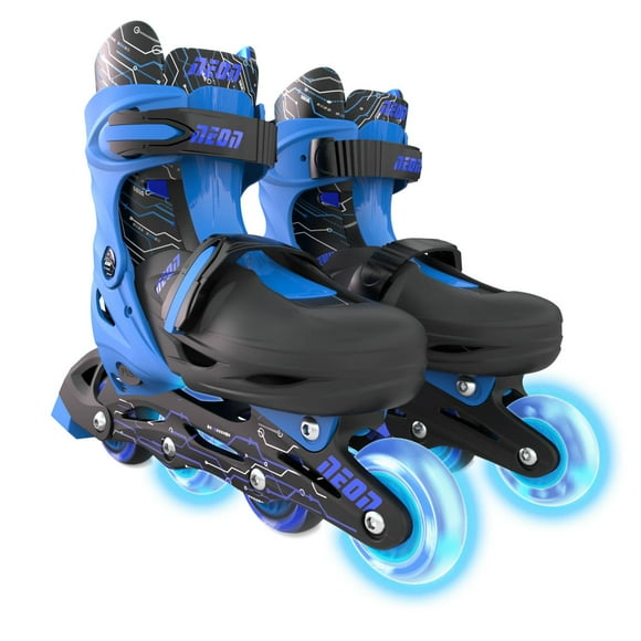 Yvolution Neon Kids Roller Skates Inline Size 3-6, One Pair, Boys and Girls, Blue