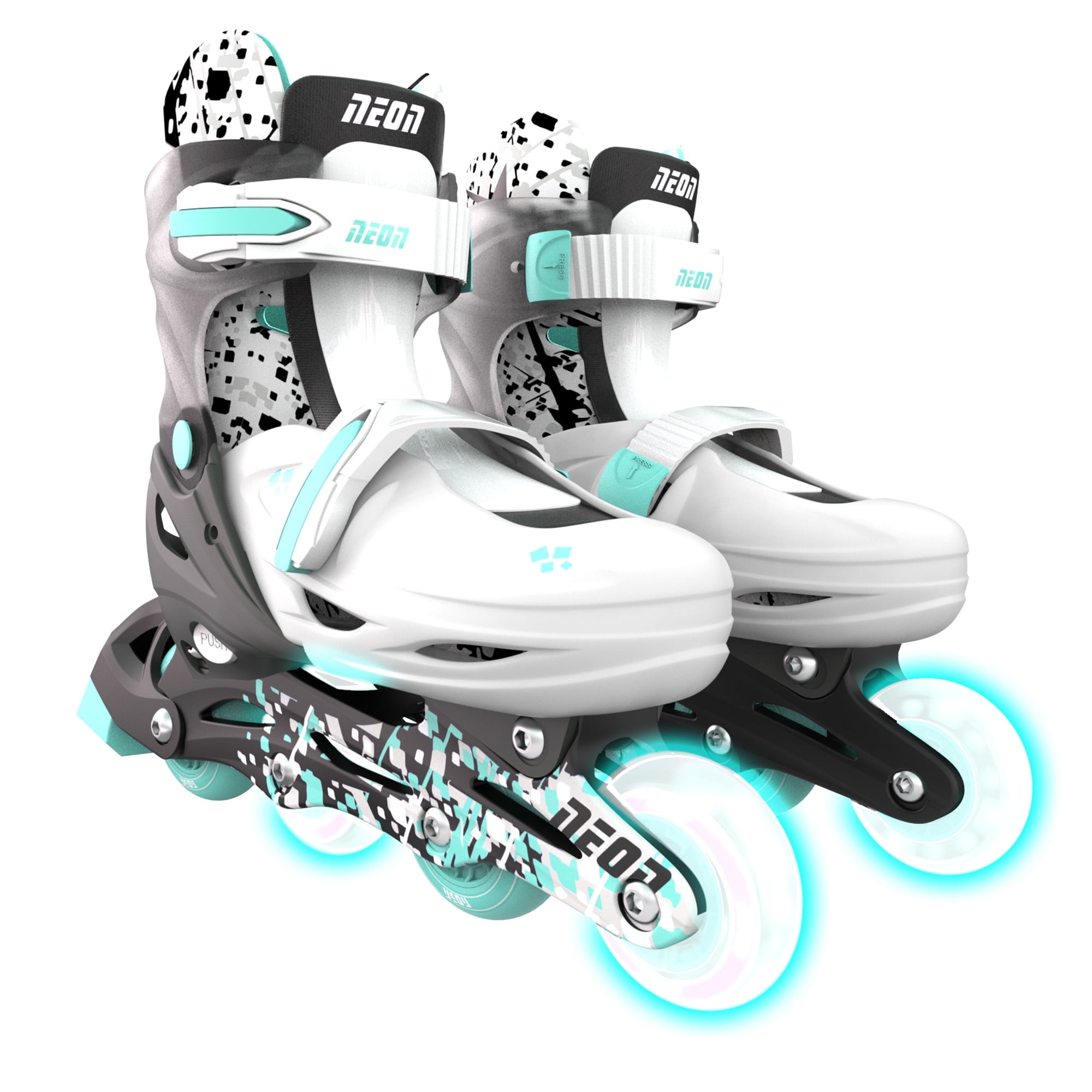 Yvolution Neon Kids Roller Skates Inline Size 3-6, One Pair, Skates for Boys and Girls, Gray
