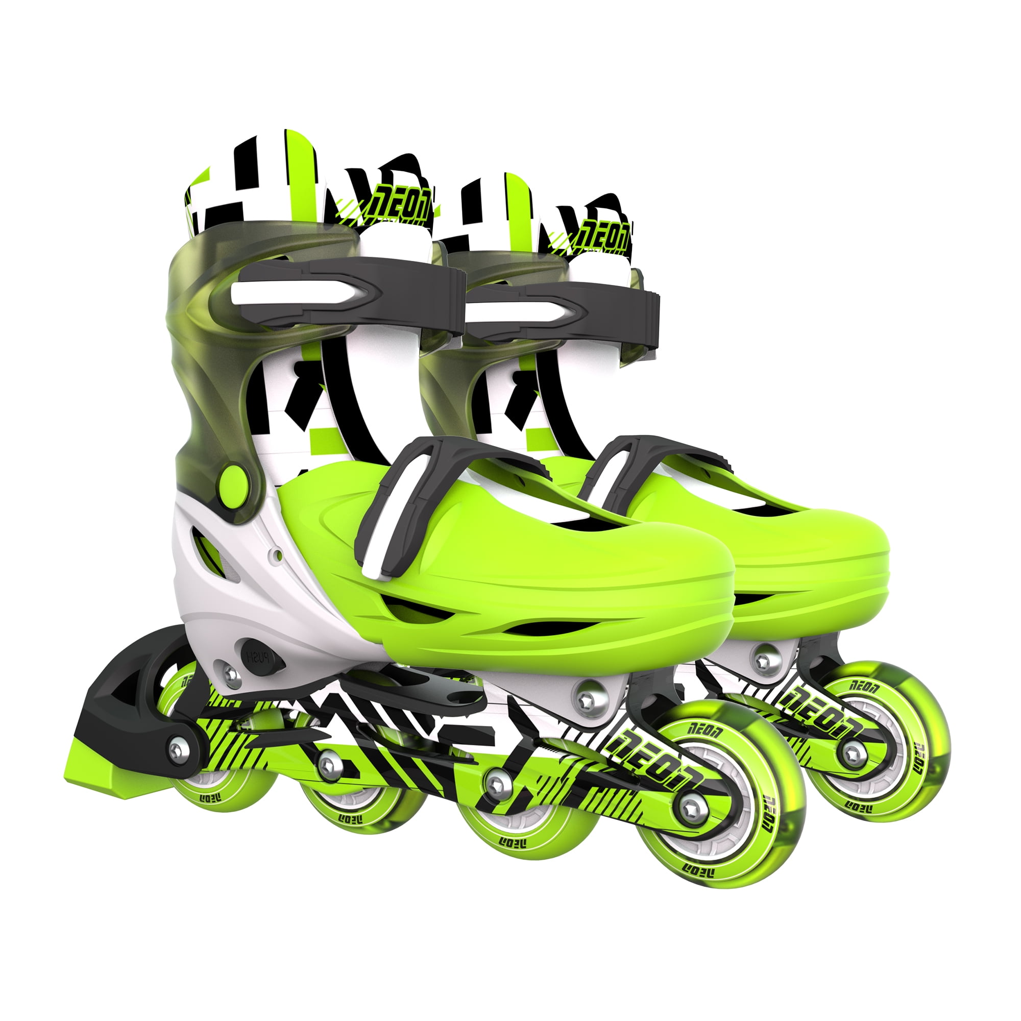 Yvolution Neon Kids Roller Skates Inline Size 3-6, One Pair, Skates for Boys and Girls, Green