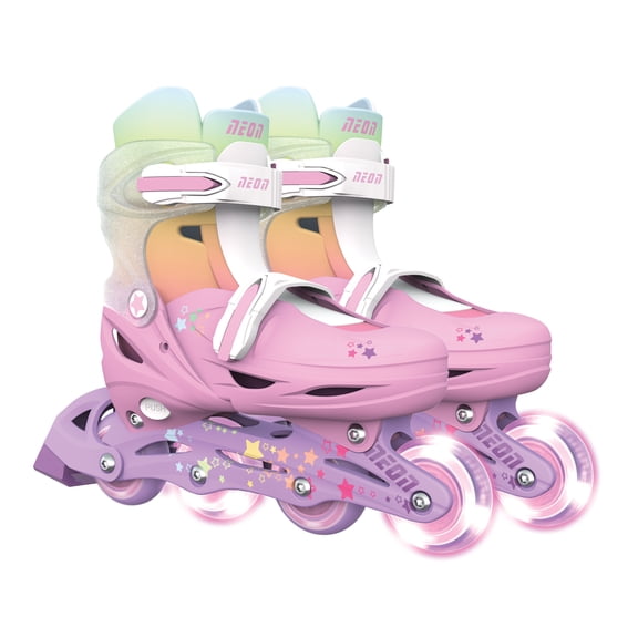 Yvolution Neon Kids Roller Skates Inline Size 3-6, One Pair, Skates for Boys and Girls, Pink