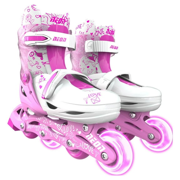 Yvolution Neon Kids Roller Skates Inline Size 3-6, One Pair, Skates for Boys and Girls, Pink