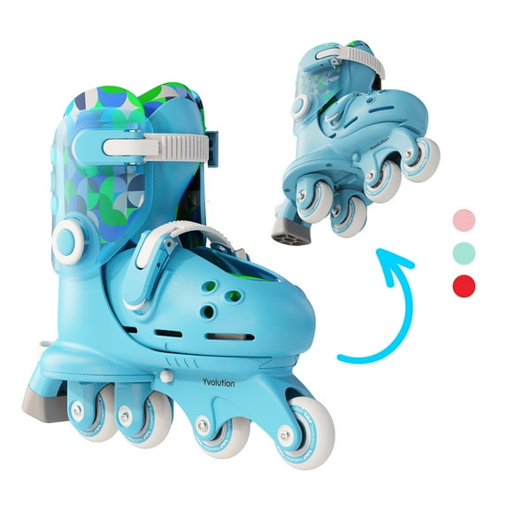 Yvolution Twista Kids Skates, Adjustable Modes, Kids Size 7J-11J, Blue, One Pair, Unisex