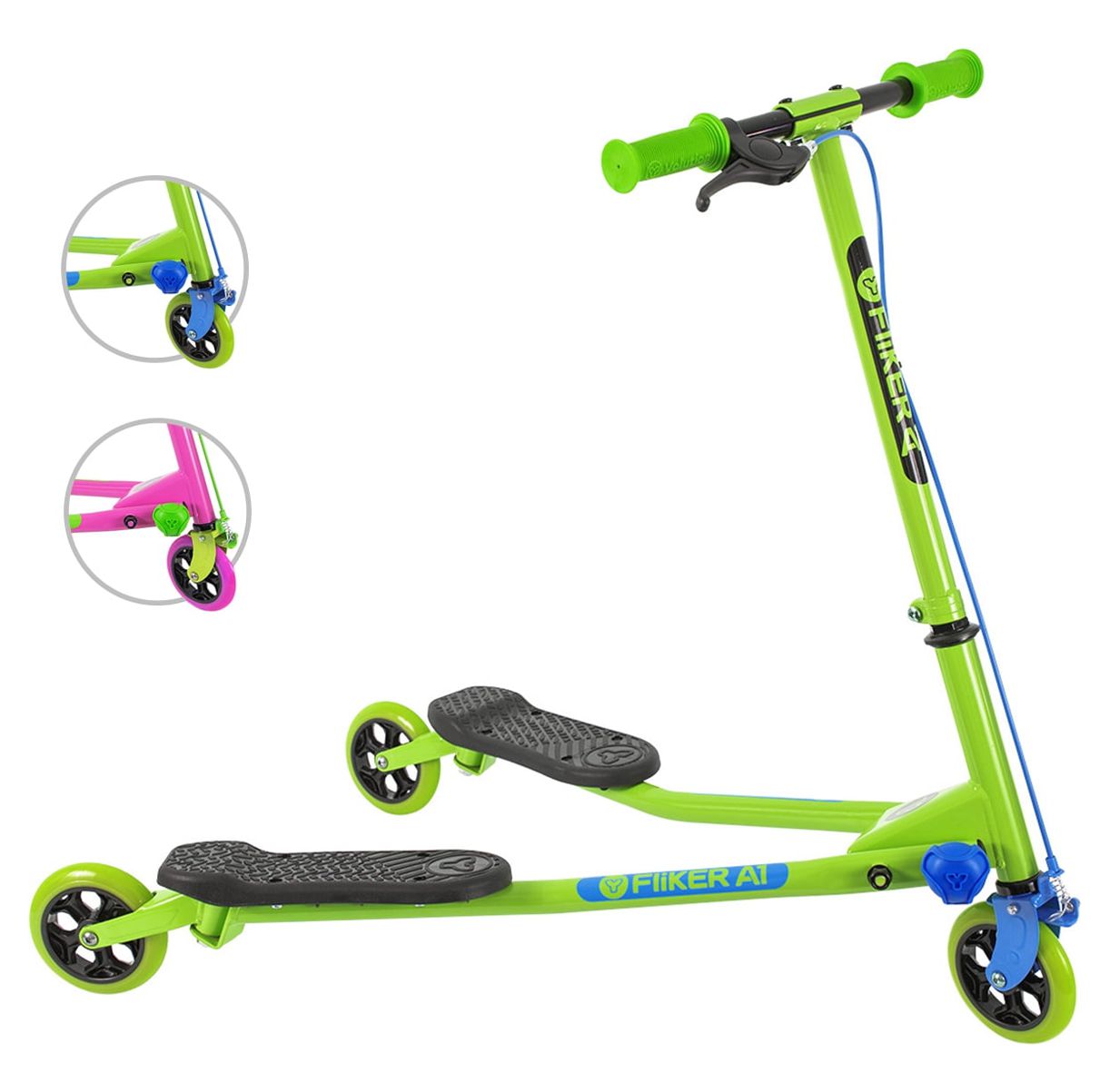 Yvolution Y Fliker Air A1 | 3 Wheel Drift Scooter for Kids Child 5-8 Years Old (Green) Unisex - image 1 of 7