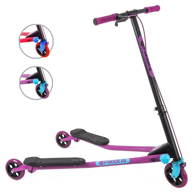 Yvolution Y Fliker Air A3 Kids Drift Scooter for Boys and Girls Ages 7+ Years (Purple)