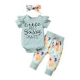 thumbnail image 1 of Yvowming Newborn Baby Girl Clothes Infant Baby Ruffle Romper +Pants + Headband 3 PCS Outfits Set, 1 of 4