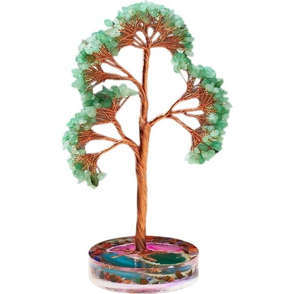 Yvsxxv 1 Green Aventurine Feng Shui Money Tree Figurines & Knick-Knacks Crystal Tree Desktop Decoration for Home