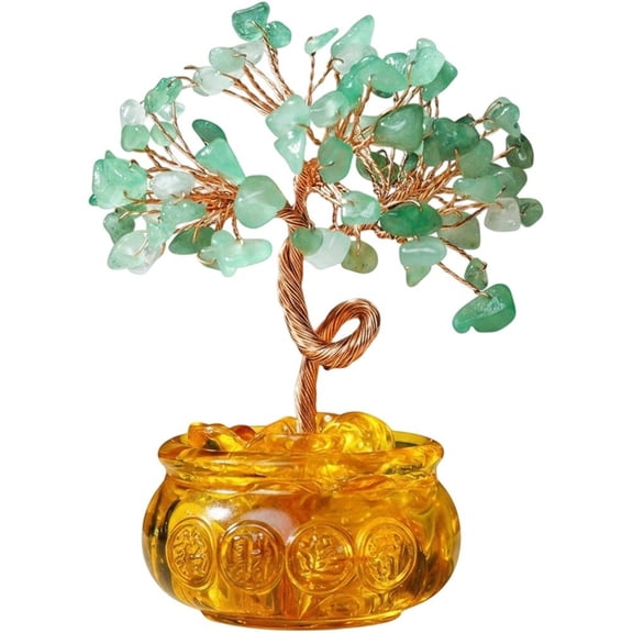 Yvsxxv 1 Green Citrine Money Tree Figurines & Knick-Knacks Crystal Tree Desktop Decor for Home Office Room