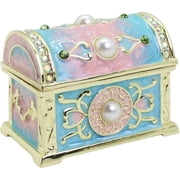 Yvsxxv 1 Pc Vintage Treasure Chest Shaped Metal Jewelry Box for Trinkets
