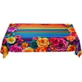 thumbnail image 1 of Yvsxxv 1 Piece Polyester Tablecloth, Colorful Striped And Floral Pattern Tablecloth, Mexican Style Tablecloth For Kitchen, 1 of 7
