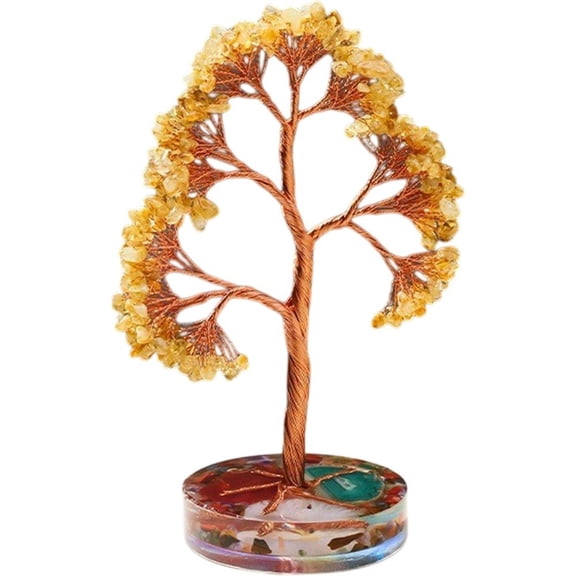 Yvsxxv 1 Yellow Citrine Feng Shui Money Tree Figurines & Knick-Knacks Crystal Tree Desktop Decoration for Home
