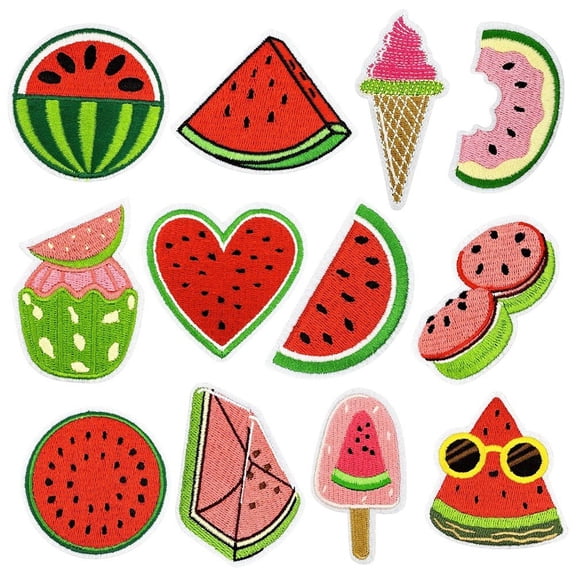 Yvsxxv 12Pcs Watermelon Fruit Embroidered Iron On Sewing Patches 12Pcs