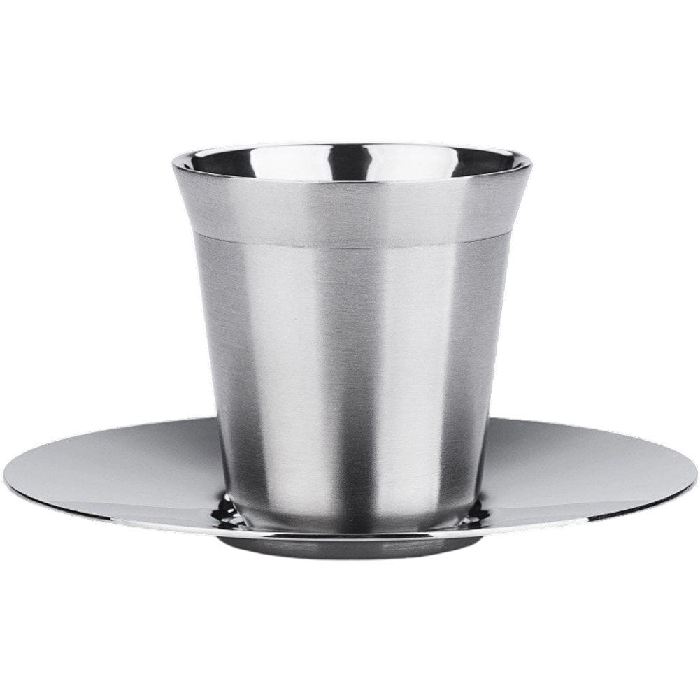 Yvsxxv 160ml Double Wall Stainless Steel Espresso Cup With Saucer Home Use 1Set
