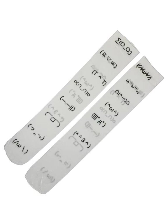 1Pair White Graffiti Letter Thigh High Socks for Adults Daily Wear