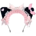 thumbnail image 1 of Yvsxxv 1Pc Black Pink Lace Bow Cat Ear Headband Hair Accessories, 1 of 7