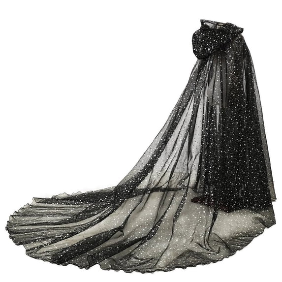 Yvsxxv 1Pc Black Starry Glitter Hooded Cloak Shiny Formal Outerwear for Women Men