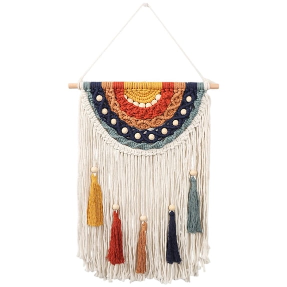 Yvsxxv 1Pc Deep Blue Handmade Woven Boho Wall Hanging Tapestry with Tassel