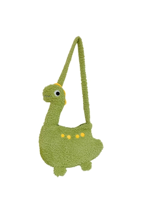 1Pc Green Dinosaur Plush Crossbody Shoulder Bag Travel Shopping Daily Accessory