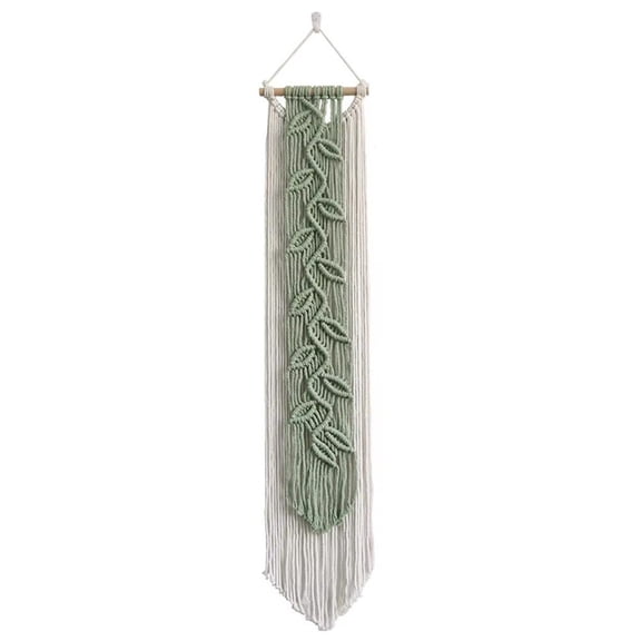 Yvsxxv 1Pc Green Nordic Leaf Woven Macrame Wall Hanging Tapestry