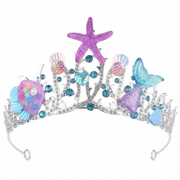 Yvsxxv 1Pc Ocean Shell Star Crystal Crown Headband Hair Accessories