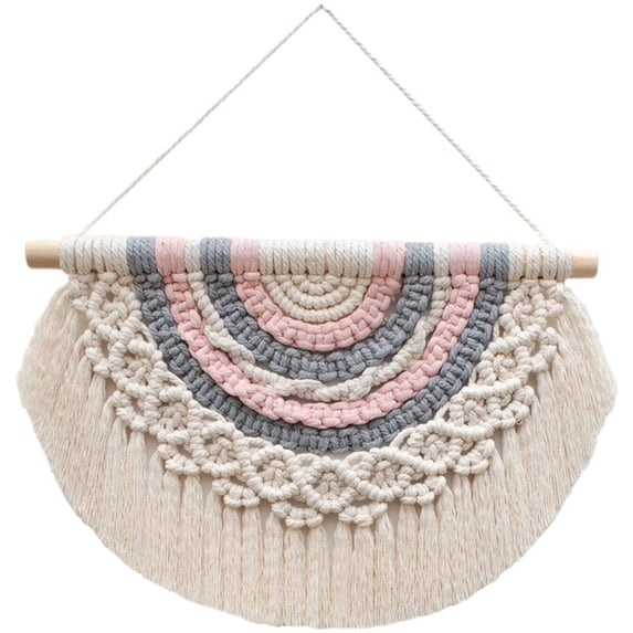 Yvsxxv 1Pc Pink Woven Boho Wall Hanging Tapestry with Tassel