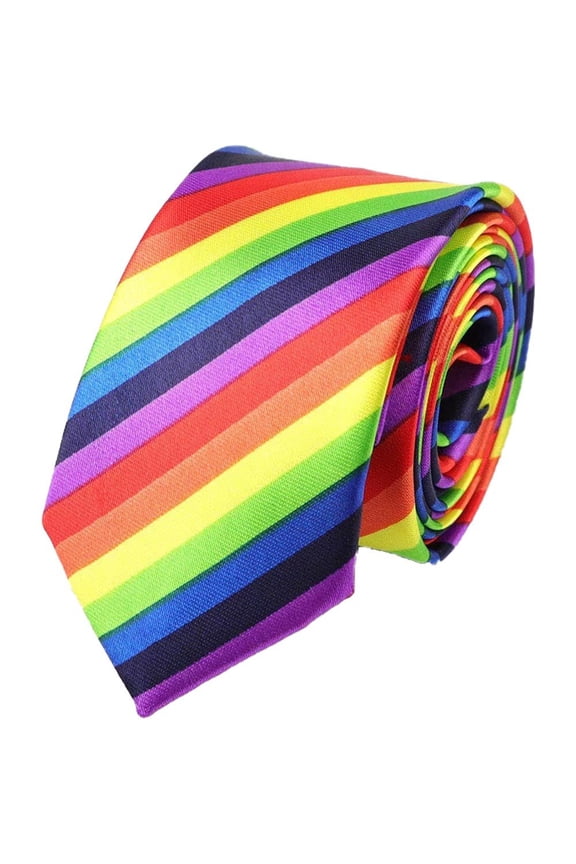 1Pc Rainbow Stripe Unisex Necktie for Pride Celebration Party Festival