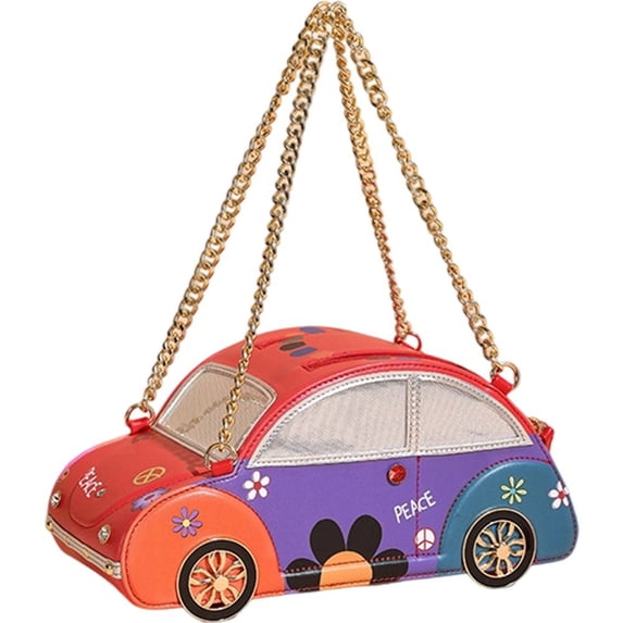 Yvsxxv 1Pc Red Creative Car Shaped PU Leather Chain Crossbody Shoulder Bag Casual Daily Use