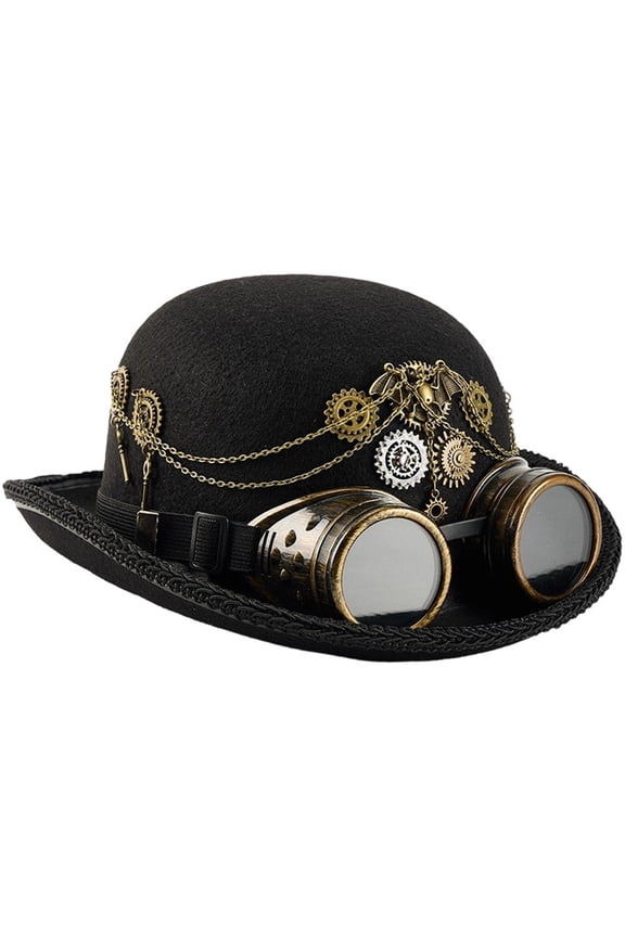 1Pc Red Steampunk Gears Detachable Goggles Top Hat for Adults Party Events