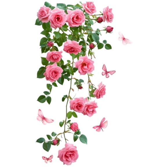 Yvsxxv 1Pc Rose Floral Vine Anti Collision Window Stickers PVC Home Decor Decals