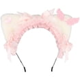 thumbnail image 1 of Yvsxxv 1Pc White Pink Lace Bow Cat Ear Headband Hair Accessories, 1 of 7