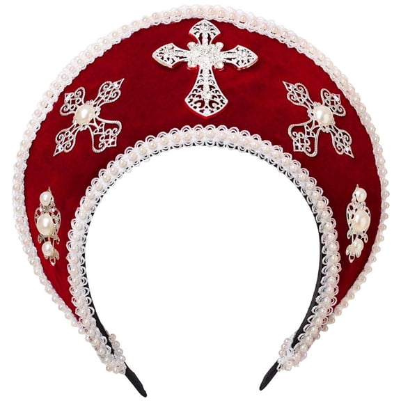 Yvsxxv 1Pc Wine Red Renaissance Tudor Crown Headband Hair Accessories