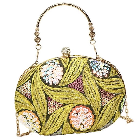 Yvsxxv 1Pc Yellow Glitter Sequins Evening Clutch Shoulder Bag Wedding Party Accessory