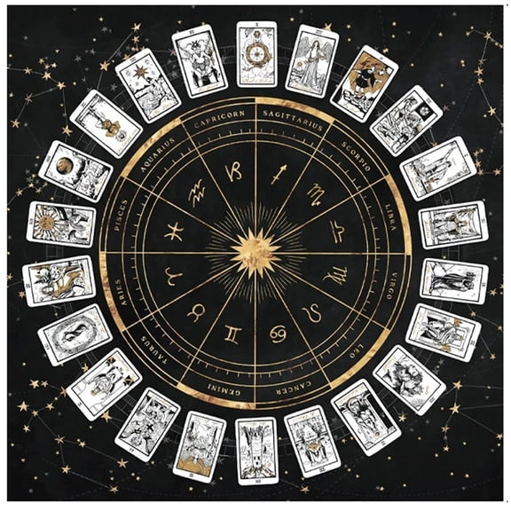 Yvsxxv 1pc Tarot Card Tablecloth, 12 Zodiac Card Game, Fortune Telling Card Mat, Board Game Cloth Mat, Board Game Decoration Tablecloth