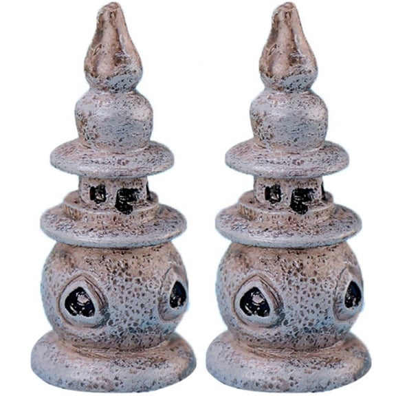 Yvsxxv 2-Piece Mini Japanese Pagoda Statue Set, Fairy Garden Bonsai Decor