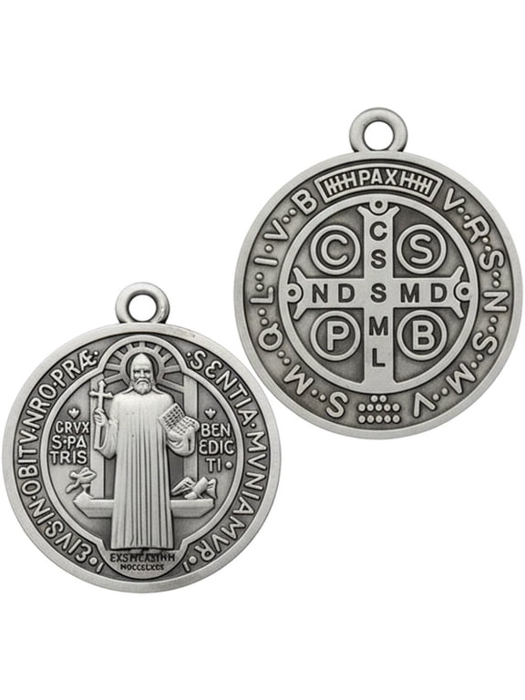 2-Piece Saint Benedict Cross Medal Set, Vintage Catholic Home Blessing