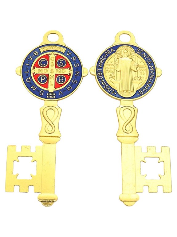 2-Piece Saint Benedict Key Blessing Pendant Set, Catholic Home Decor