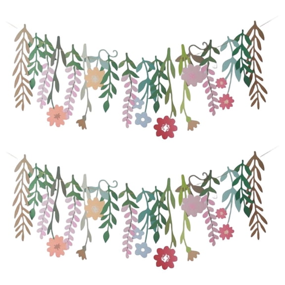 Yvsxxv 2Pcs Colorful Floral Leaf Spring Party Banner Decorations
