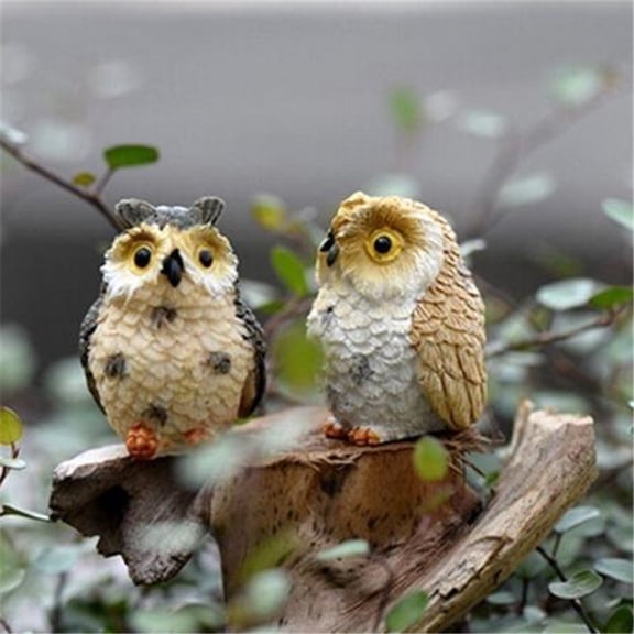 Yvsxxv 2Pcs Owl Mini Resin Decorative Figurines Garden Decor 1Set