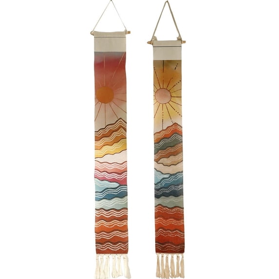 Yvsxxv 2Pcs Sunset River Landscape Woven Wall Hanging Tapestry Set
