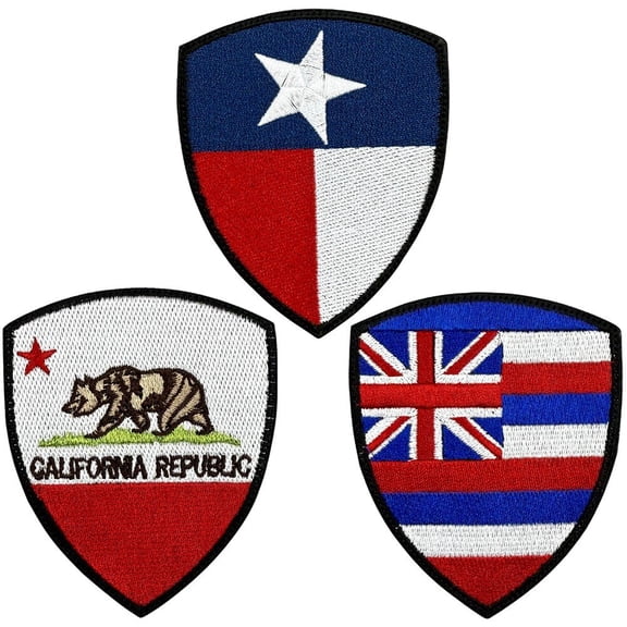 Yvsxxv 3Pcs Shield Shaped USA Flag Velcro Sewing Patch Uniform Bags Accessory